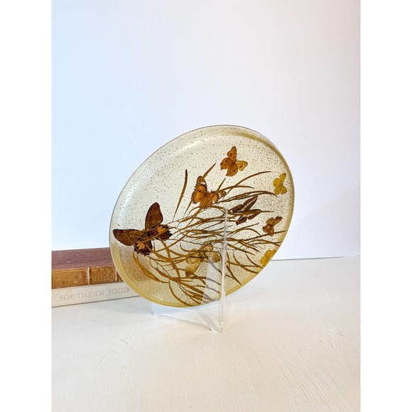Vintage Glitter Lucite Tray with Butterflies - Picture 4 of 5